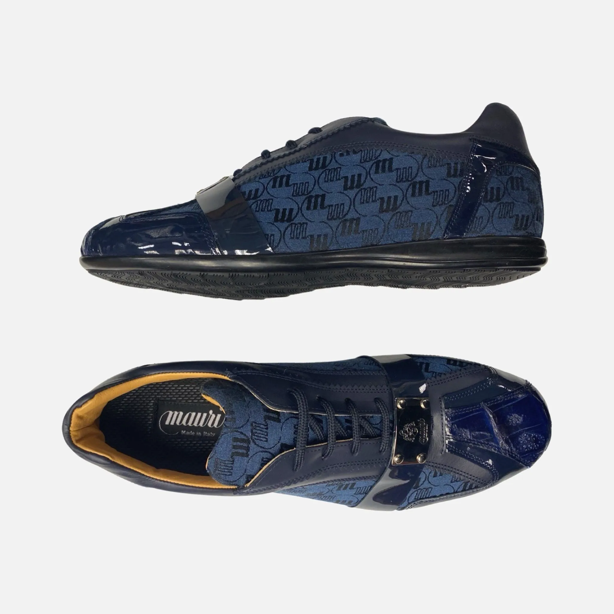 Mauri 8840 Men's Blue Sneakers | Baby Croc/Patent/Nappa/Fabric