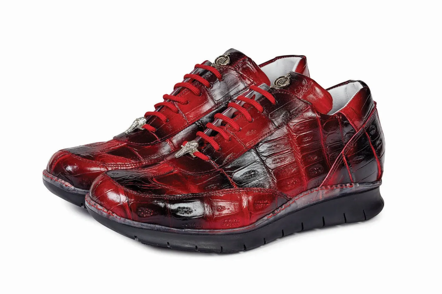 Mauri - 8932 Hand-Painted Red/Black Alligator Body Sneaker