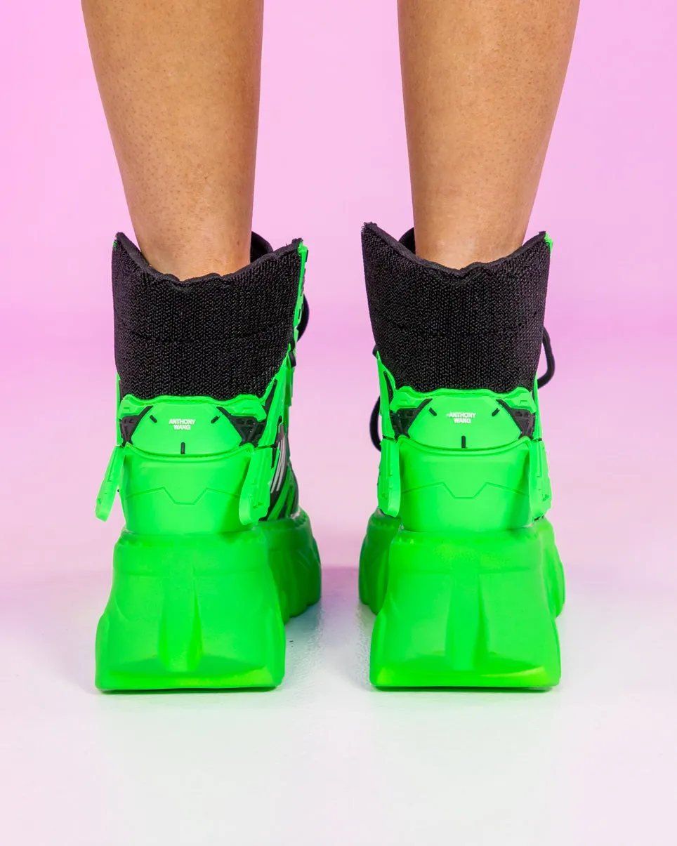 Mean Green Platform Wedge Sneakers