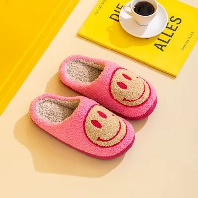 Melody Dark Pink Smiley Face Slippers