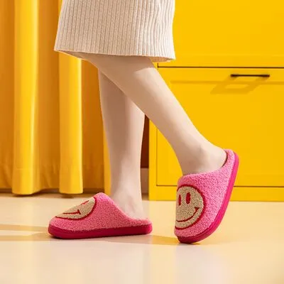 Melody Dark Pink Smiley Face Slippers