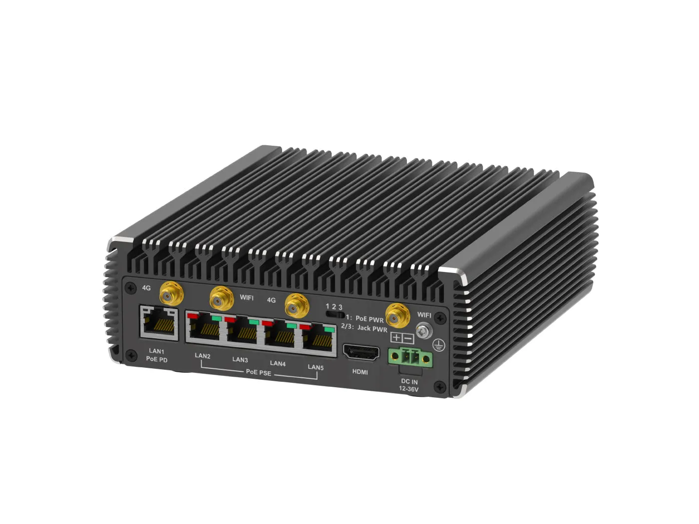 Mini AI Computer T506S - Jetson Xavier NX, 5x PoE RJ45, 4x USB3, RS232/485,CAN, 4x GPIO, HDMI, 128GB SSD and JetPack 4.6