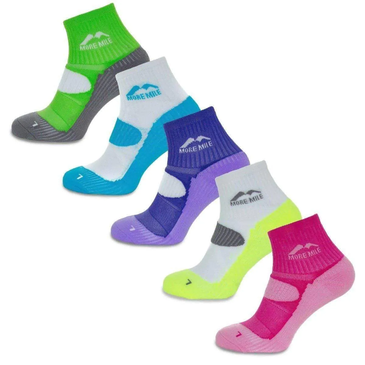 More Mile London (5 Pack) Womens Running Socks - Multi