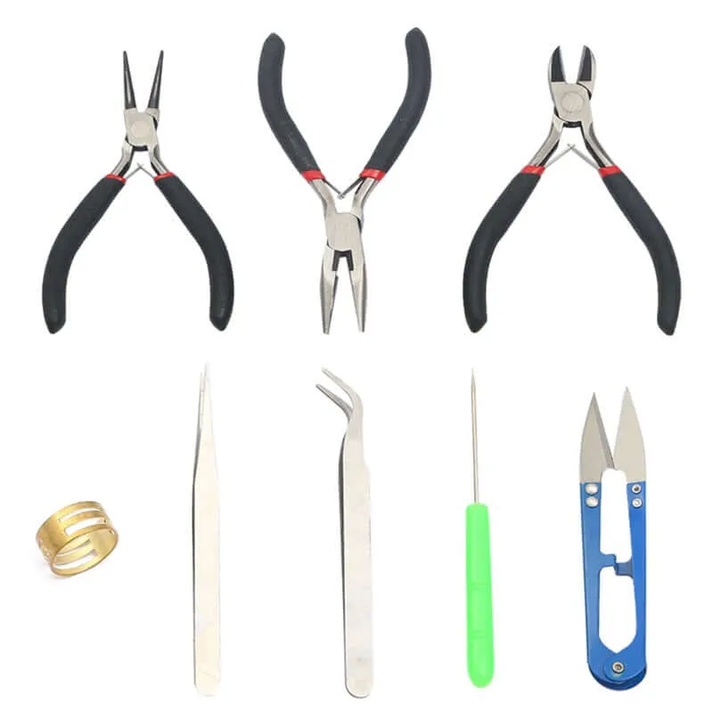 Multifunctional DIY handmade pliers oblique mouth sharp cut pliers mini pliers jewelry eight pieces set storage kit