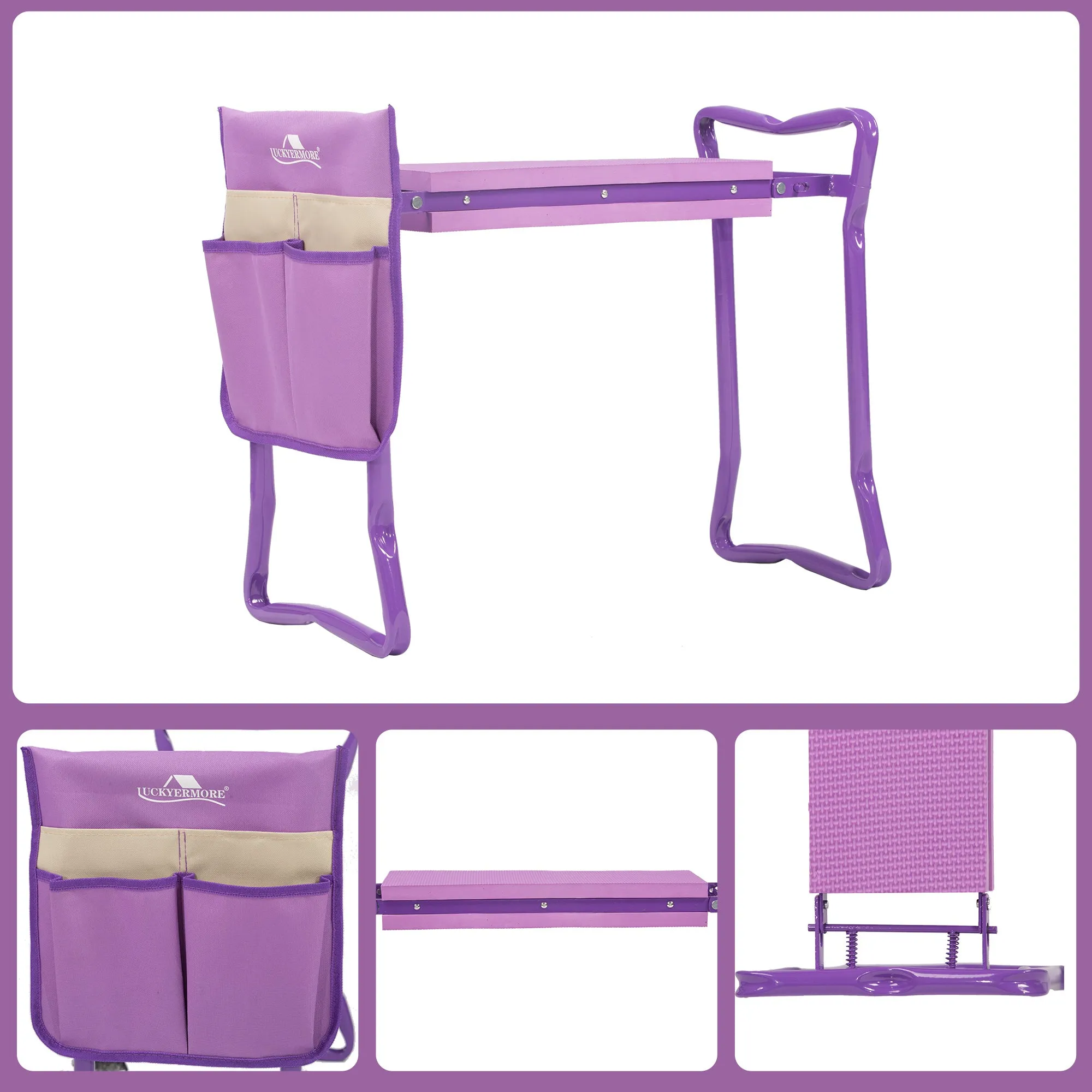 Multifunctional Lavender Garden Kneeler & Seat with Gloves