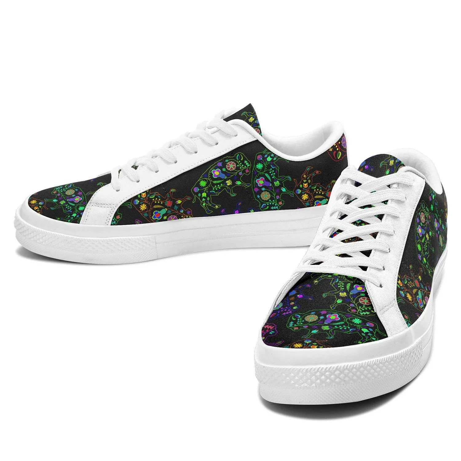 Neon Floral Buffalos Aapisi Low Top Canvas Shoes White Sole