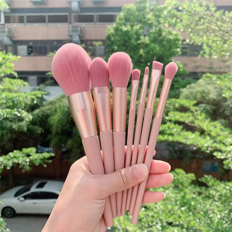 New 7 12 naked pink makeup brush set Nordic INS loose powder eye shadow brush beauty makeup tool spot