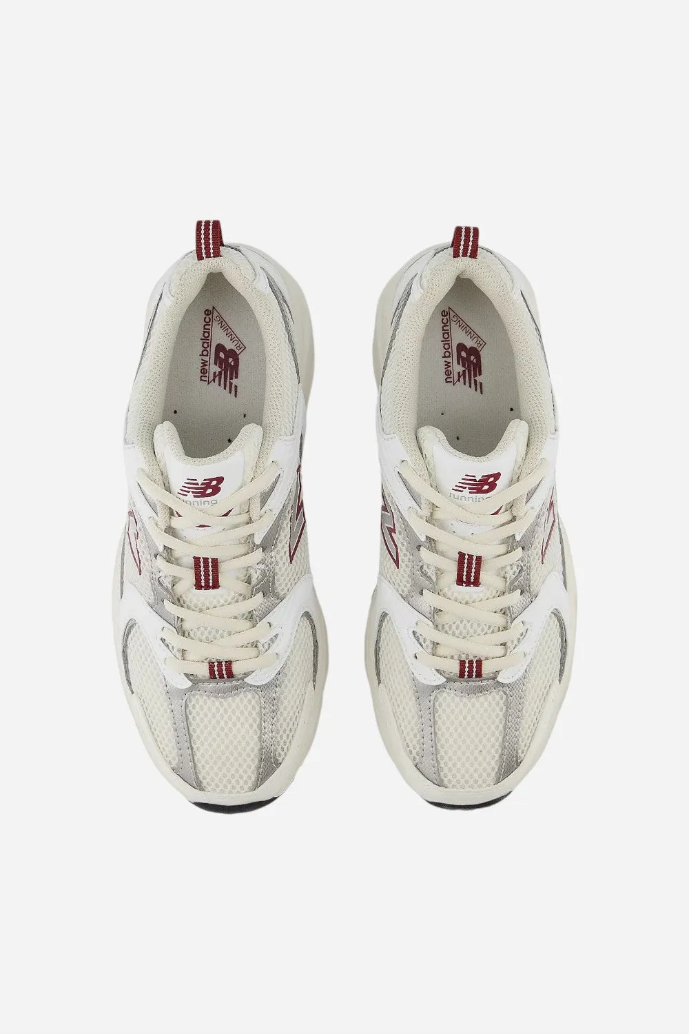 New Balance 530 Sneakers in Sea Salt with White and Mercury Red (MR530SZ)