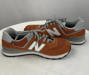 New Balance Men's 574 Classics Orange Grey White Suede Sneakers Size 10.5 NWOB