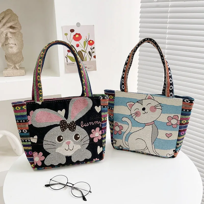 New Ethnic Style Embroidered Tote Bag Cross-Border Handbag Factory Wholesale Vintage Embroidery Large Capacity Literary Women Bag