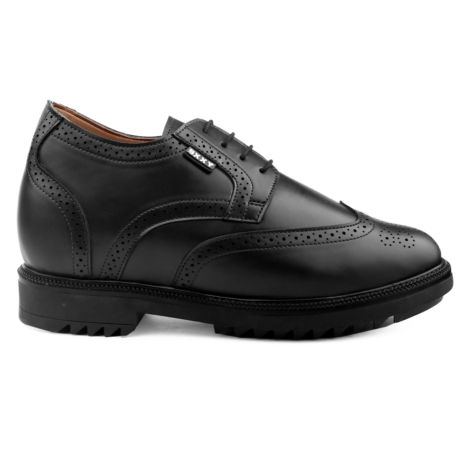 New Latest Men's 3.5 Inch Hidden Height Increasing Vegan Leather Brogue Shoes