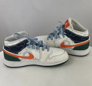 Nike Air Jordan 1 Stitch White Floral Sneaker Athletic Shoe Unisex Kids 5