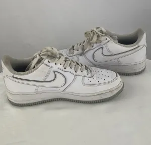 Nike Air Jordan Air Force 1 Triple White Leather Sneakers Size 7.5