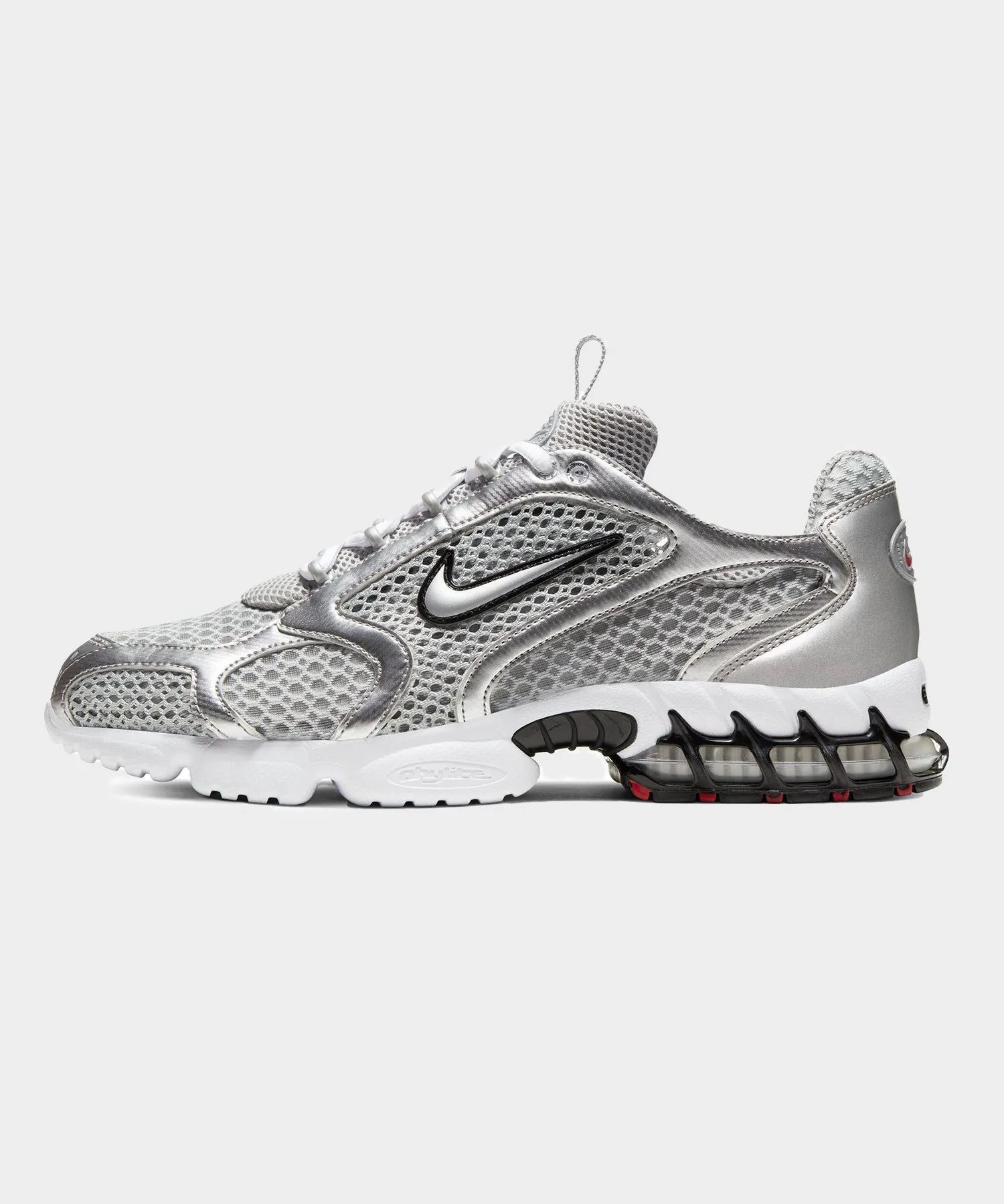 Nike Air Zoom Spiridon Cage in Smoke Grey / Metallic Silver