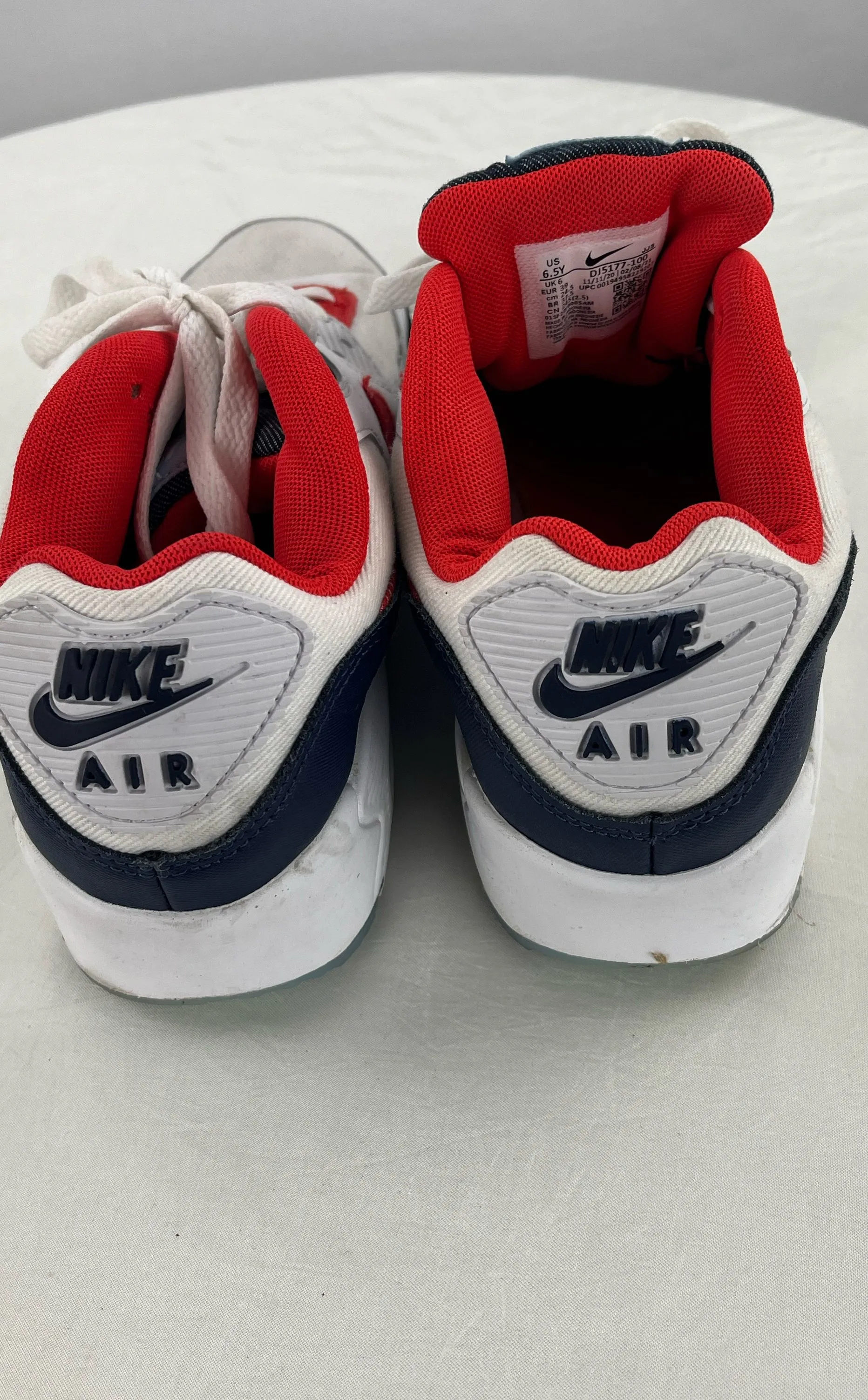 NIKE Boy's Air Max 90 Red White Blue Sneakers Size 6.5Y