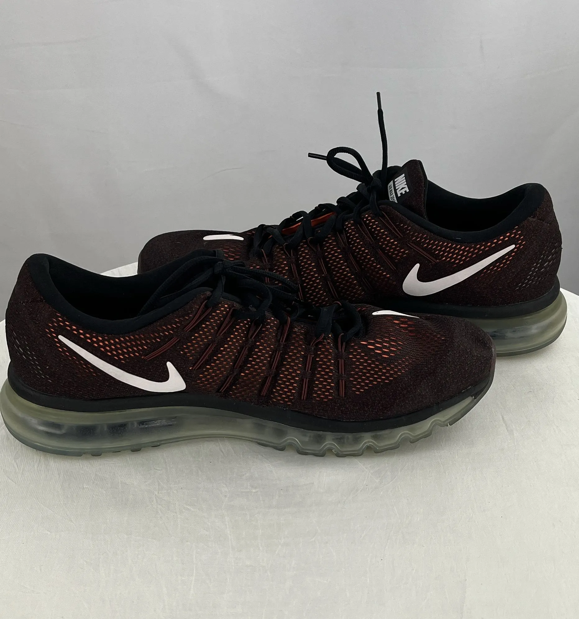 Nike Men's Air Max 2016 Black/Orange Low Top Basketball Sneakers Size 15