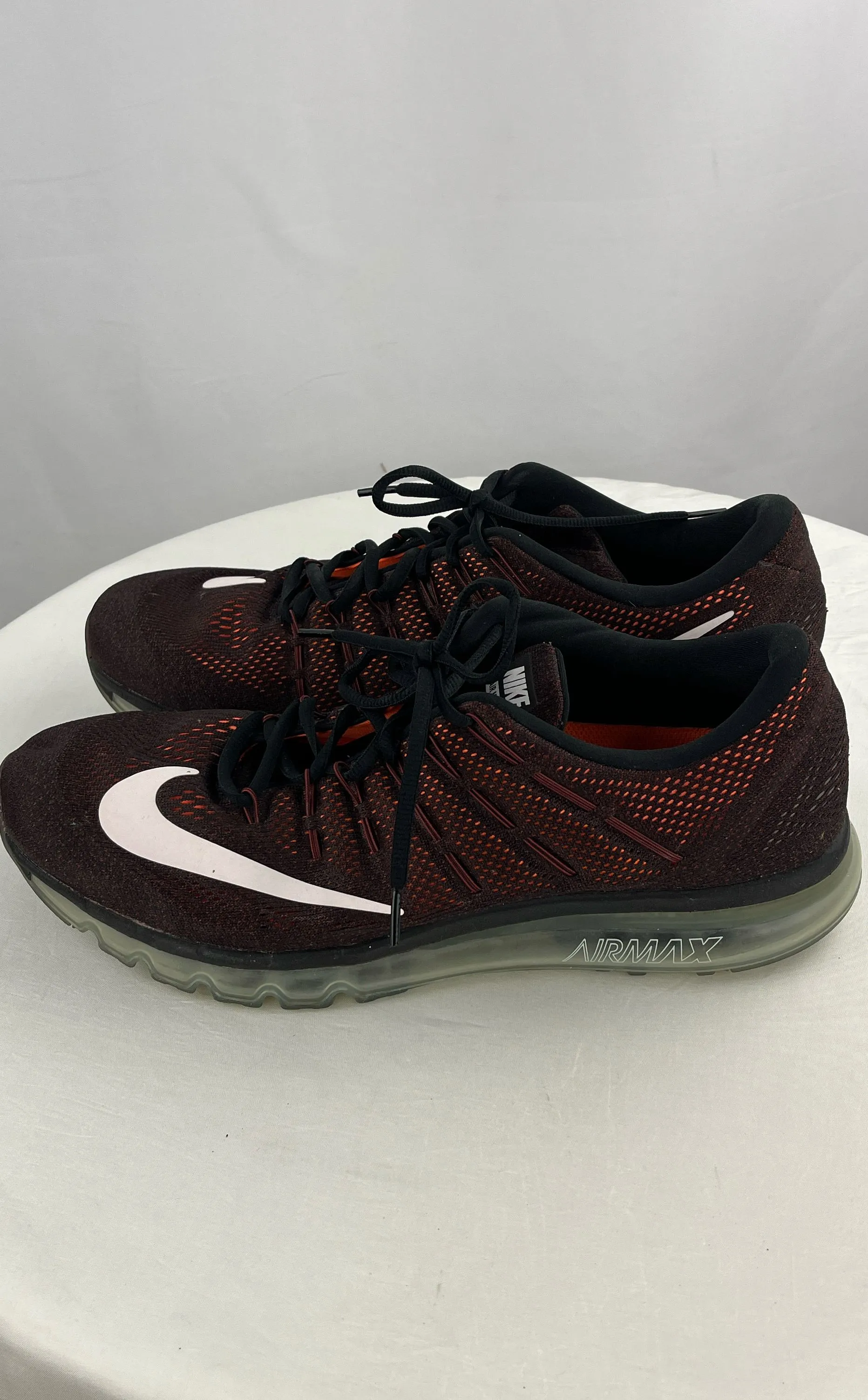 Nike Men's Air Max 2016 Black/Orange Low Top Basketball Sneakers Size 15