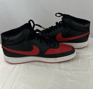 Nike Men's Black/red Leather Court Vision Mid Top Basketball Shoes Size 12