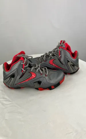 Nike Men's Lebron 11 Elite Team Size 7.5 Wolf Grey Laser Crimson Shoes