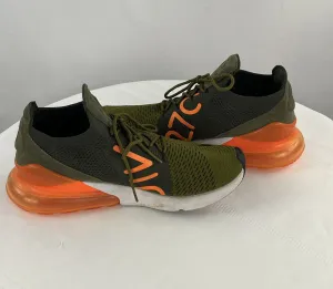 Nike Men's Olive Orange Air Max 270 Flyknit Flak Total Shoes Men Size 11.5