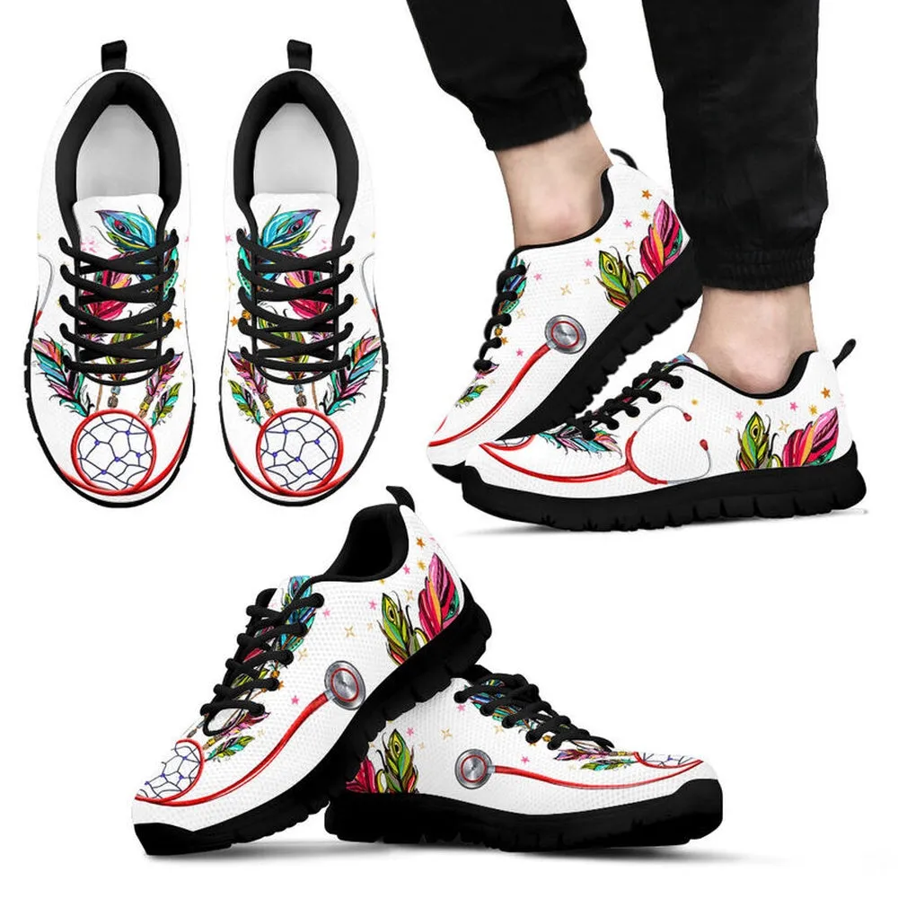 Nurse Sneaker, Nurse Dreamcatcher Black Soles Sneakers, Best Shoes For Nurses