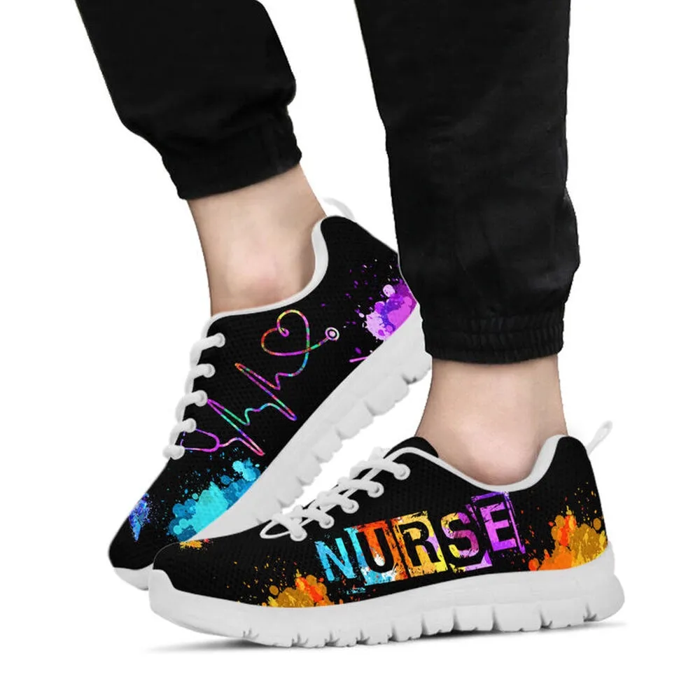 Nurse Sneaker, Nurse Heatbeat Art Sneakers Shoes, Best Shoes For Nurses