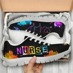 Nurse Sneaker, Nurse Heatbeat Art Sneakers Shoes, Best Shoes For Nurses