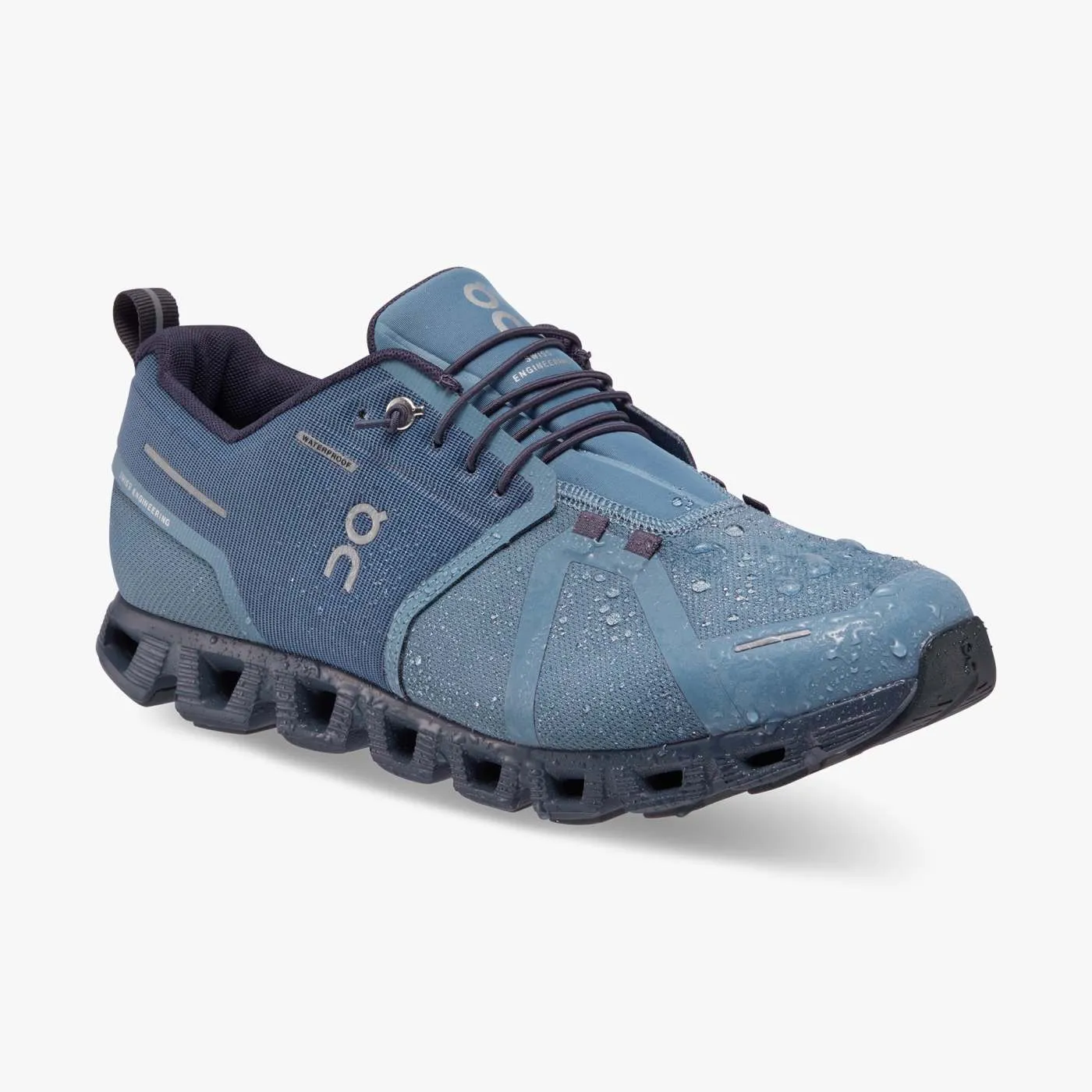 On Running Men's Cloud 5 Waterproof Shoes - Metal / Navy