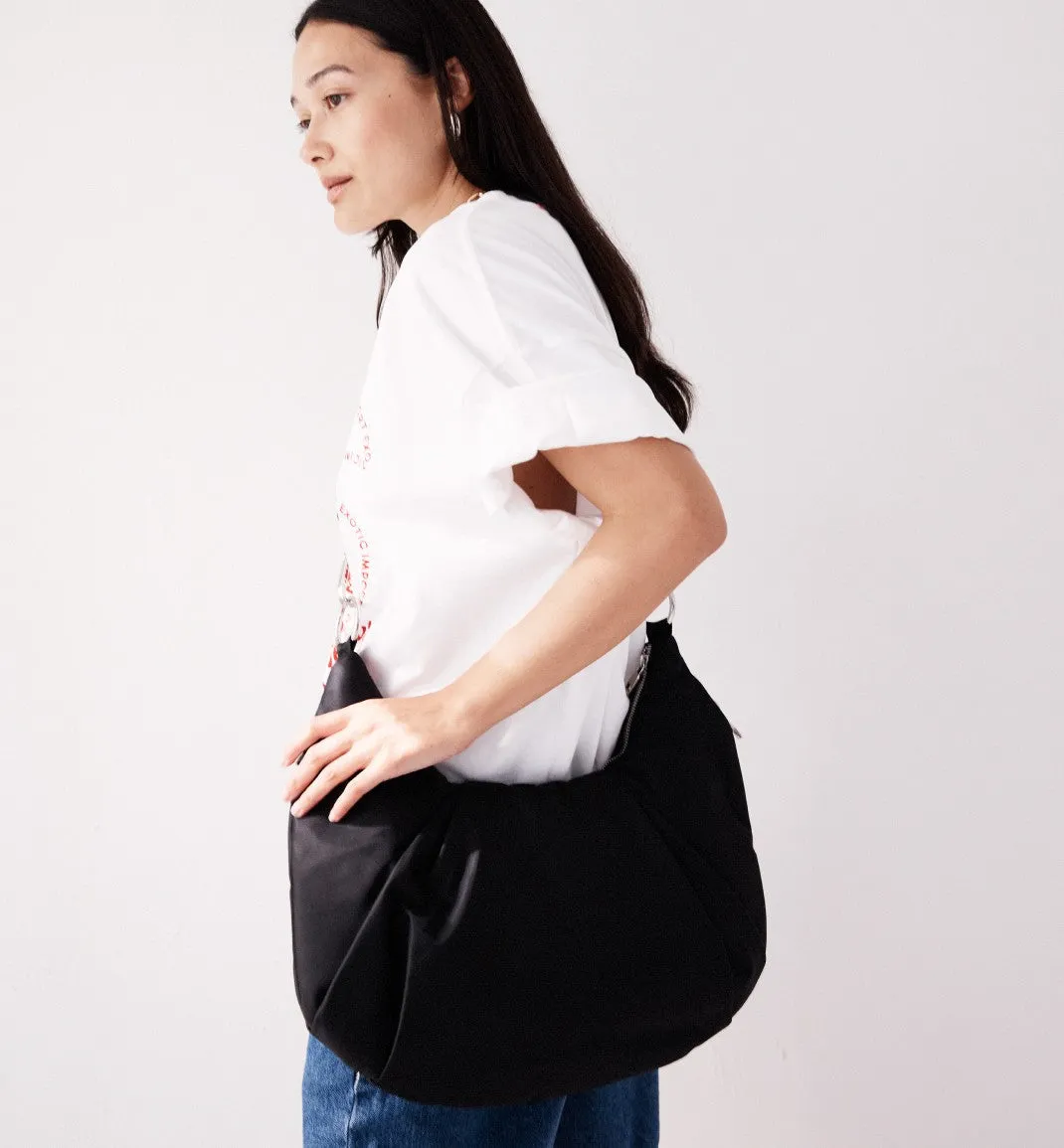 Only Lovers Large Nylon Sling Bag | Black