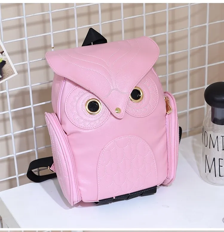 Owl Backpack Female  New Pu Personalized Backpack Korean Fashion Travel Bag Student Schoolbag Female Cross-Border