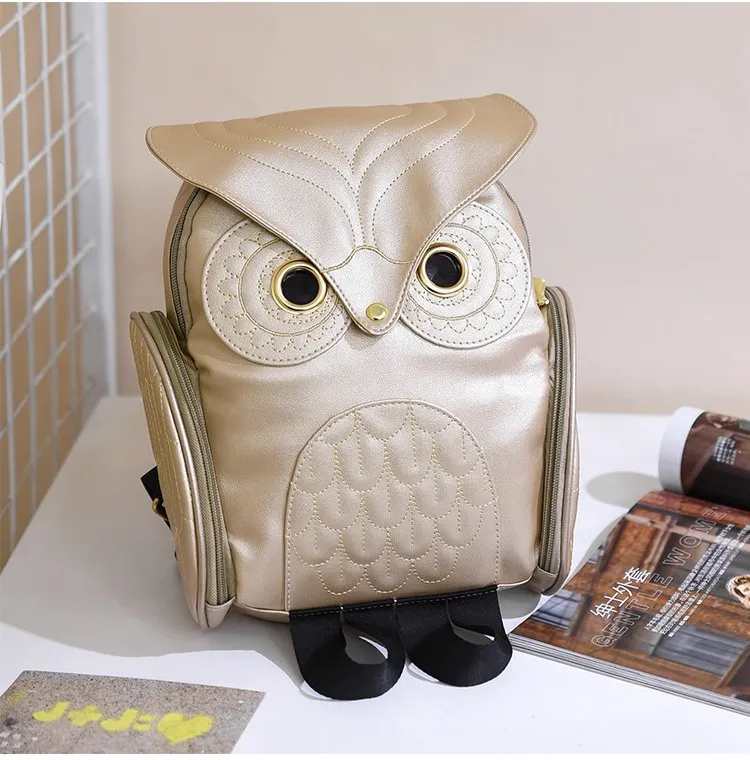 Owl Backpack Female  New Pu Personalized Backpack Korean Fashion Travel Bag Student Schoolbag Female Cross-Border