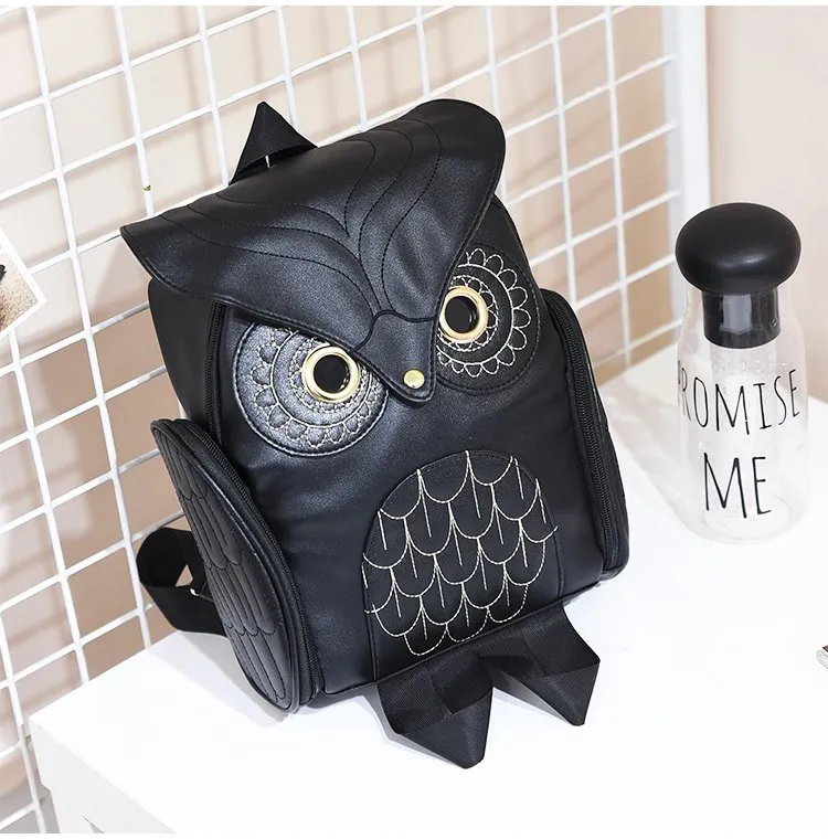 Owl Backpack Female  New Pu Personalized Backpack Korean Fashion Travel Bag Student Schoolbag Female Cross-Border