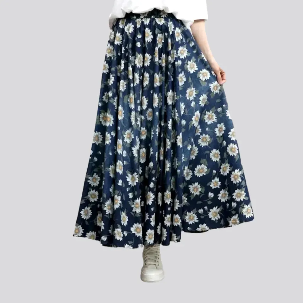 Painted women's denim skirt