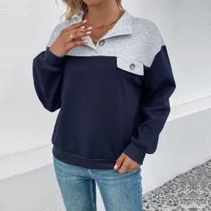 PEOPLETERRITORY New new autumn and winter sweater   long-sleeved contrasting color splicing women's top long-sleeved sweater