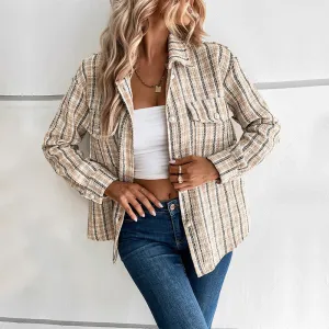 PEOPLETERRITORY  trade New autumn and winter new  small fragrant design jacket retro  plaid cardigan