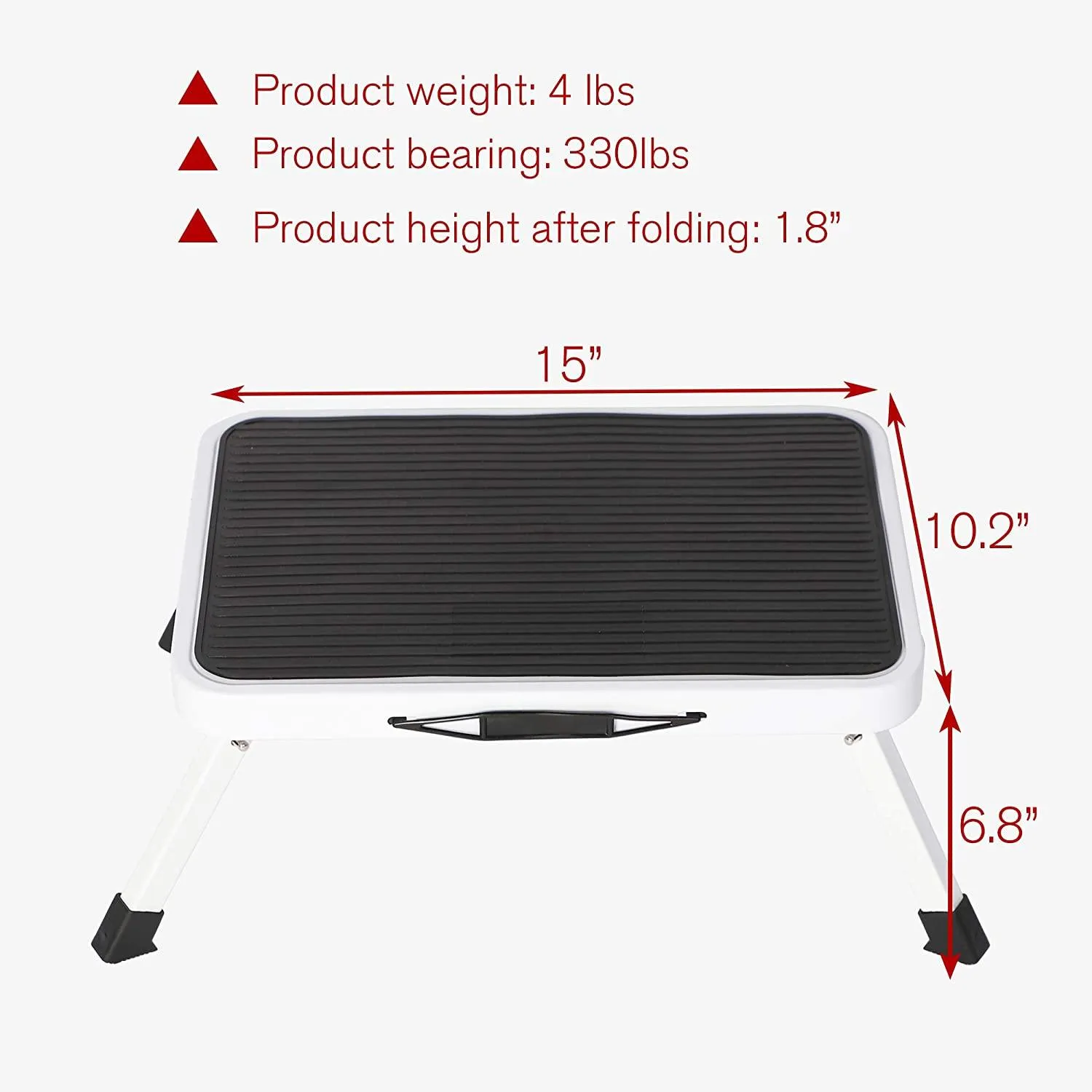 Portable Step Stool Lightweight One Step Ladder Folding Medical Footstool with Non Skid Rubber Platform, 330 lbs Capacity