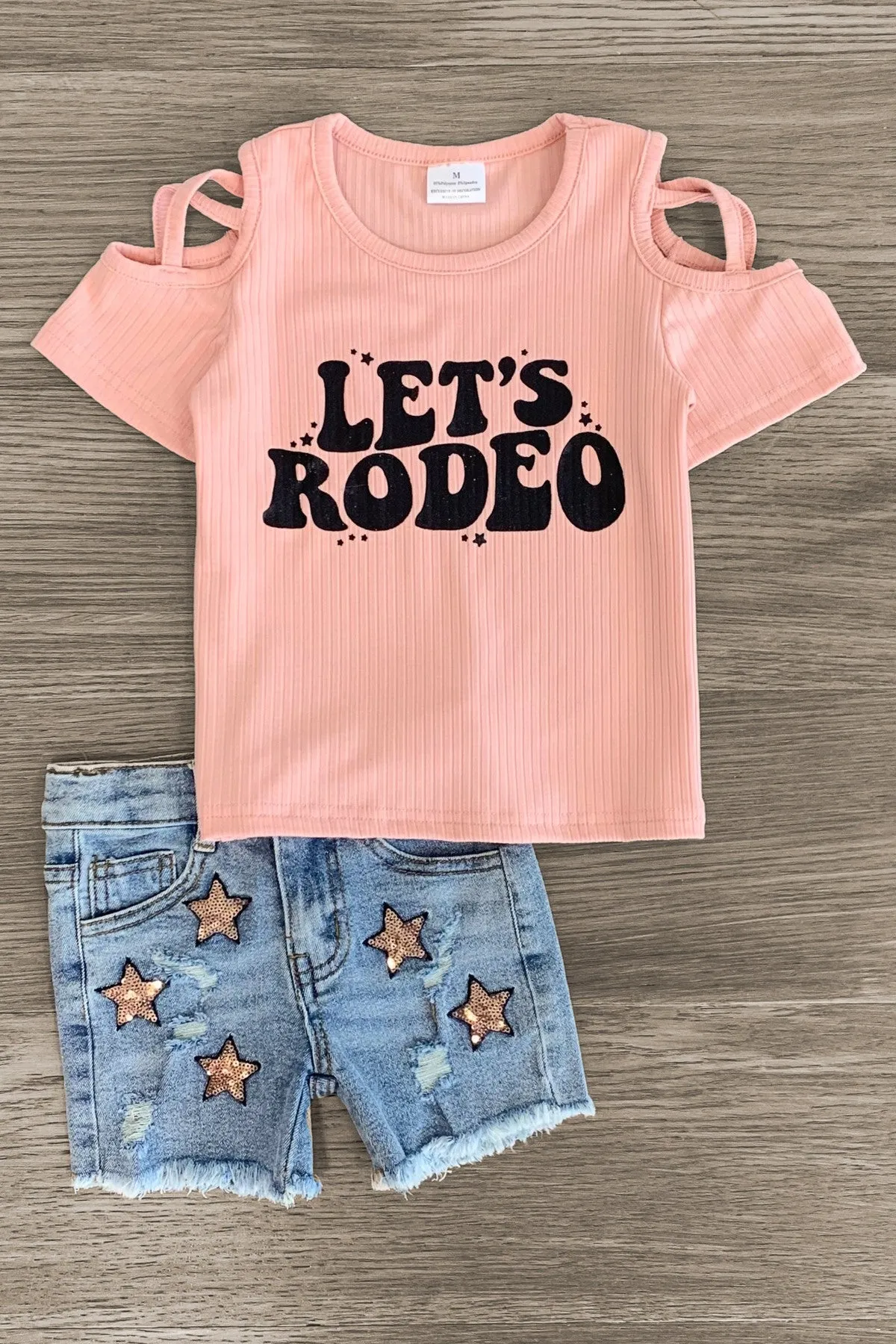 "Let's Rodeo" Sequin Star Denim Short Set