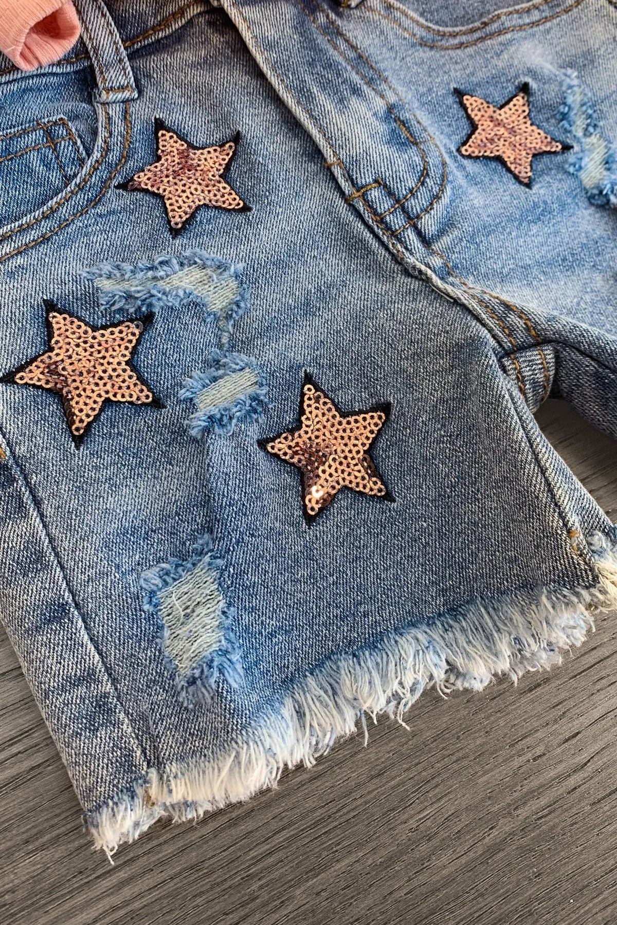 "Let's Rodeo" Sequin Star Denim Short Set