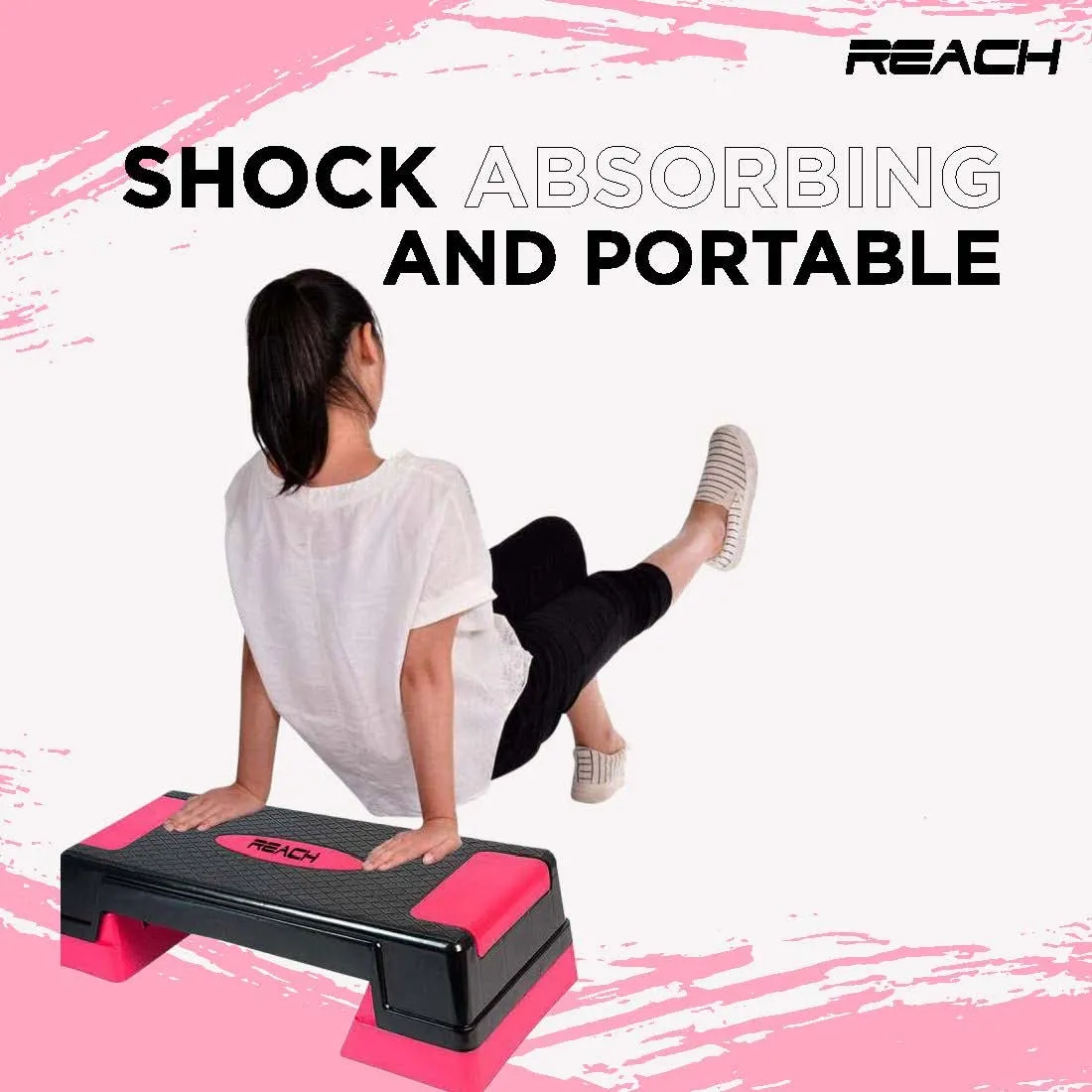 Reach Premium Adjustable Home Gym Fitness Stepper for Exercise| Gym Bench, Workout Bench Best For Weight Loss |Workout Board with Non-Slip Surface & Good Quality Material (Pink & Black)