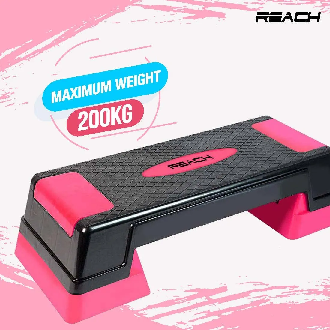 Reach Premium Adjustable Home Gym Fitness Stepper for Exercise| Gym Bench, Workout Bench Best For Weight Loss |Workout Board with Non-Slip Surface & Good Quality Material (Pink & Black)