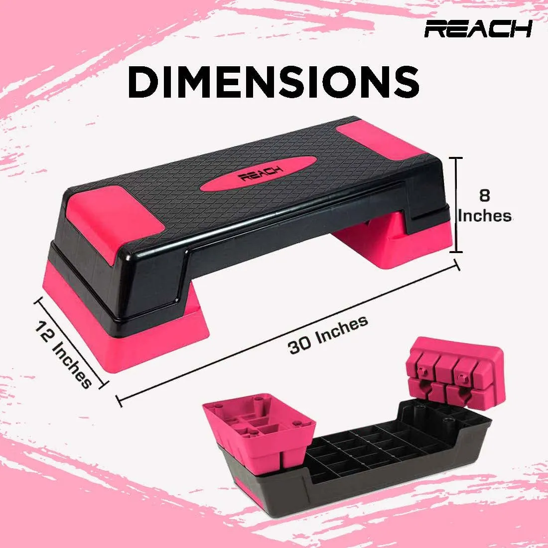 Reach Premium Adjustable Home Gym Fitness Stepper for Exercise| Gym Bench, Workout Bench Best For Weight Loss |Workout Board with Non-Slip Surface & Good Quality Material (Pink & Black)