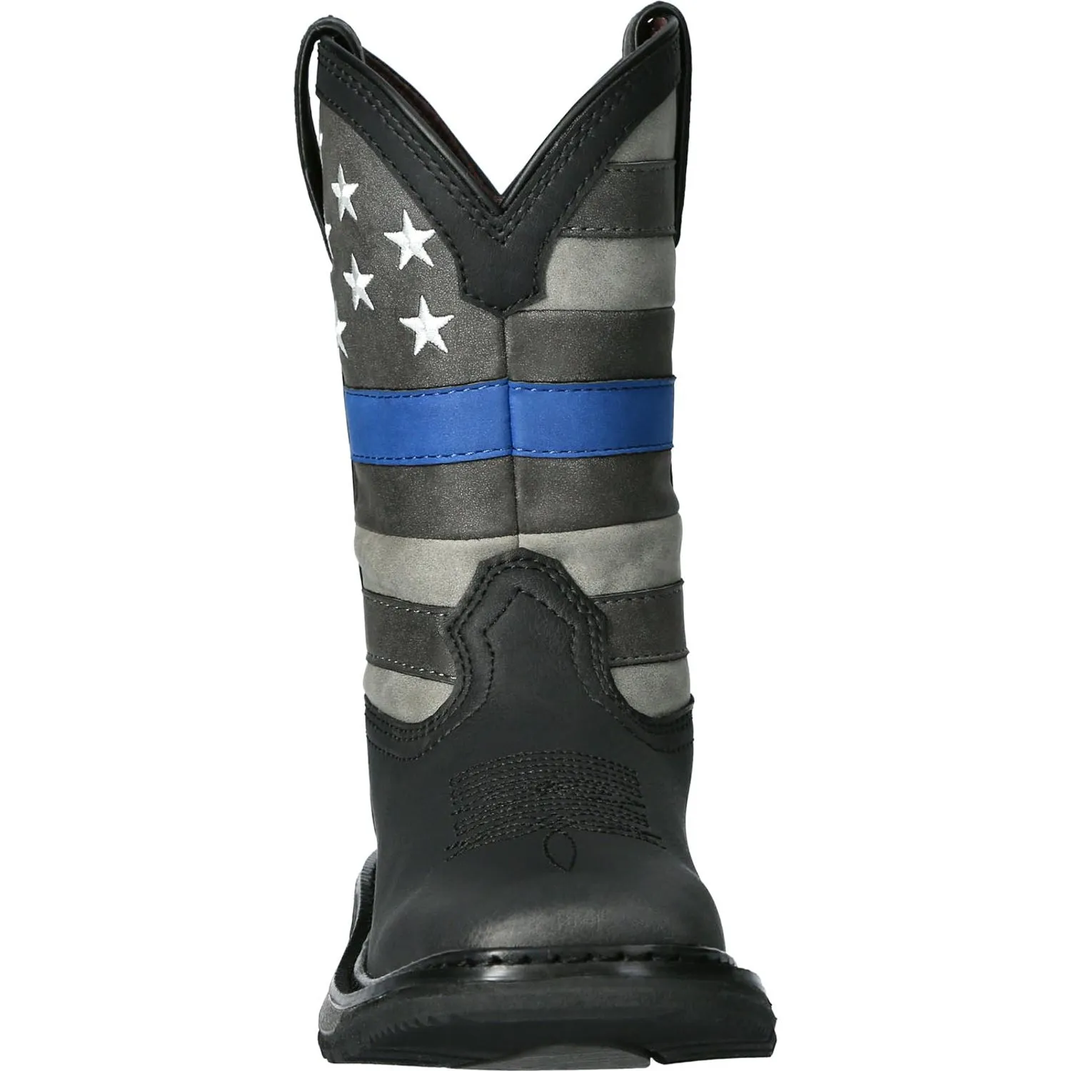 Rocky Youth Black Leather Blue Line Western Cowboy Boots