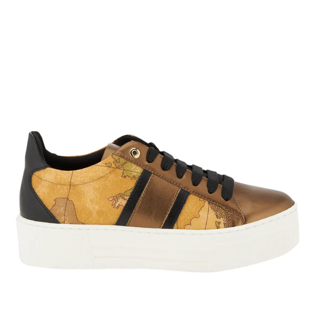 Scarpe Donna 1A Classe Alviero Martini Sneakers stampa Geo Classic con Dettagli in Pelle Bronzo 0141