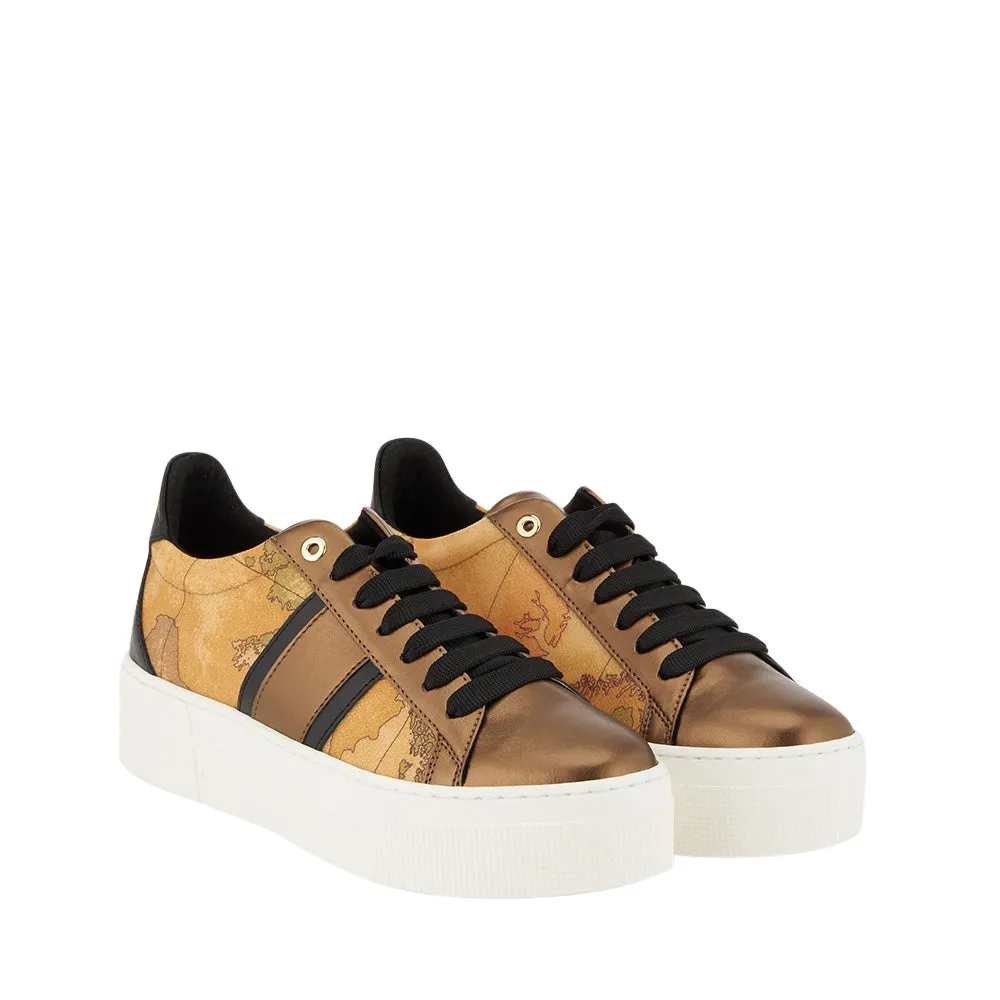 Scarpe Donna 1A Classe Alviero Martini Sneakers stampa Geo Classic con Dettagli in Pelle Bronzo 0141