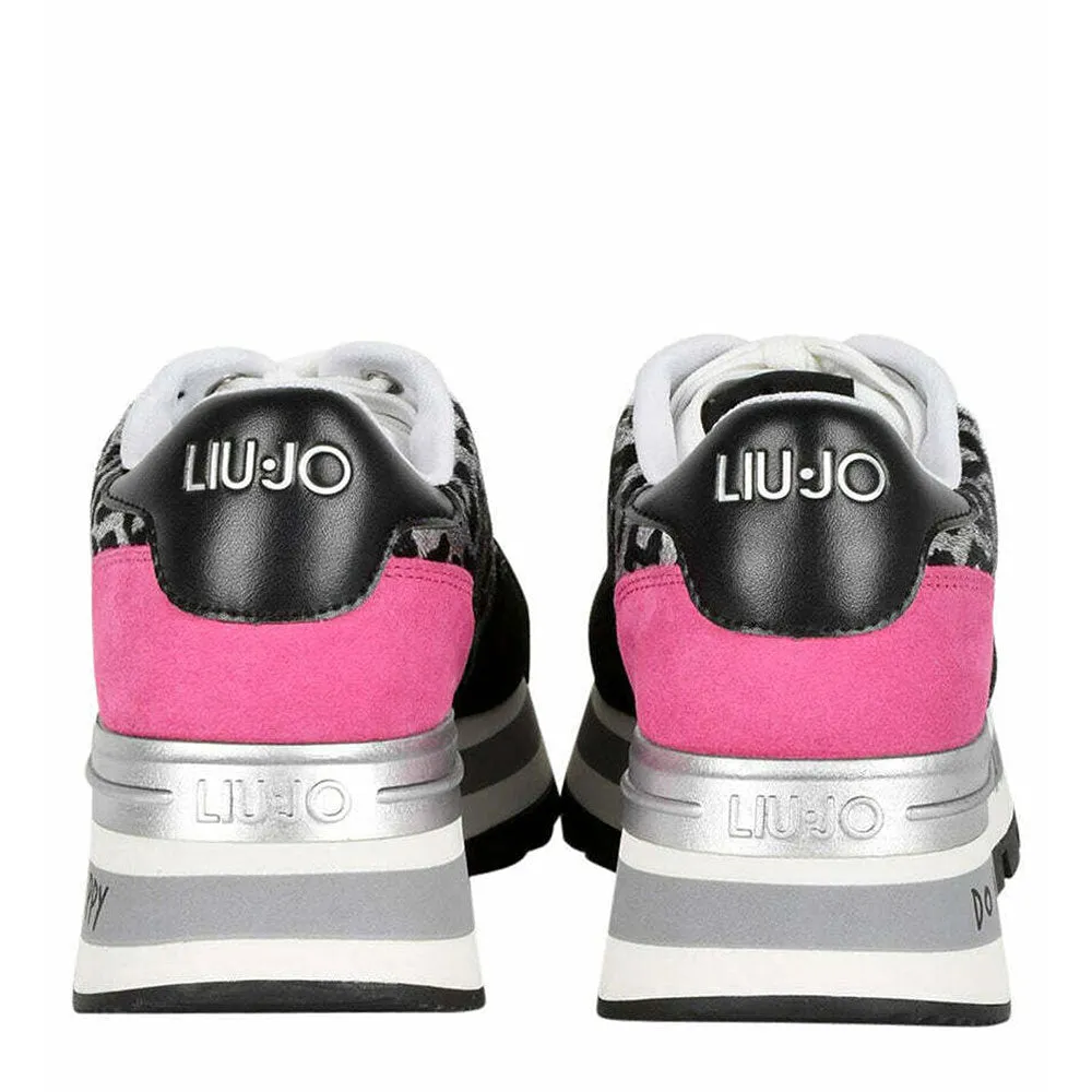 Scarpe Donna LIU JO Sneakers Amazing 01 in Pelle e Inserti Effetto Cavallino colore Black e Silver