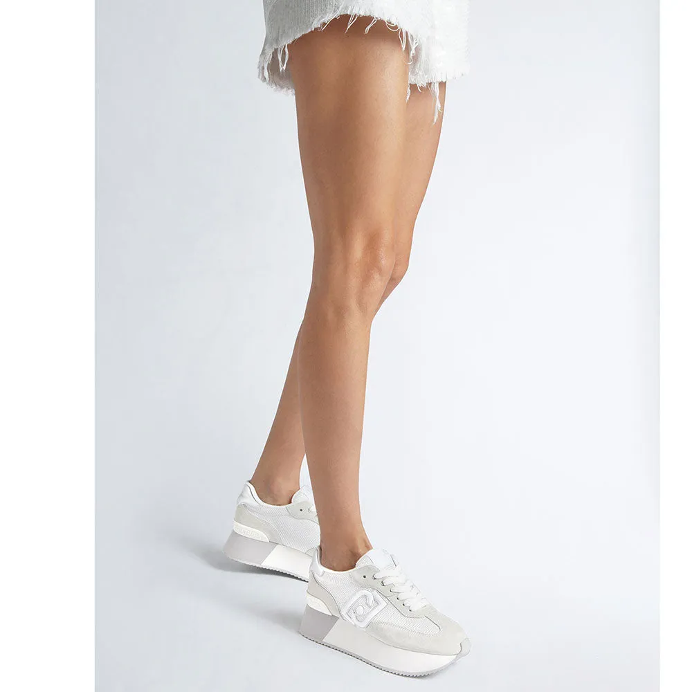 Scarpe Donna LIU JO Sneakers Dreamy 02 in Suede e Brighty Mesh White e Silver