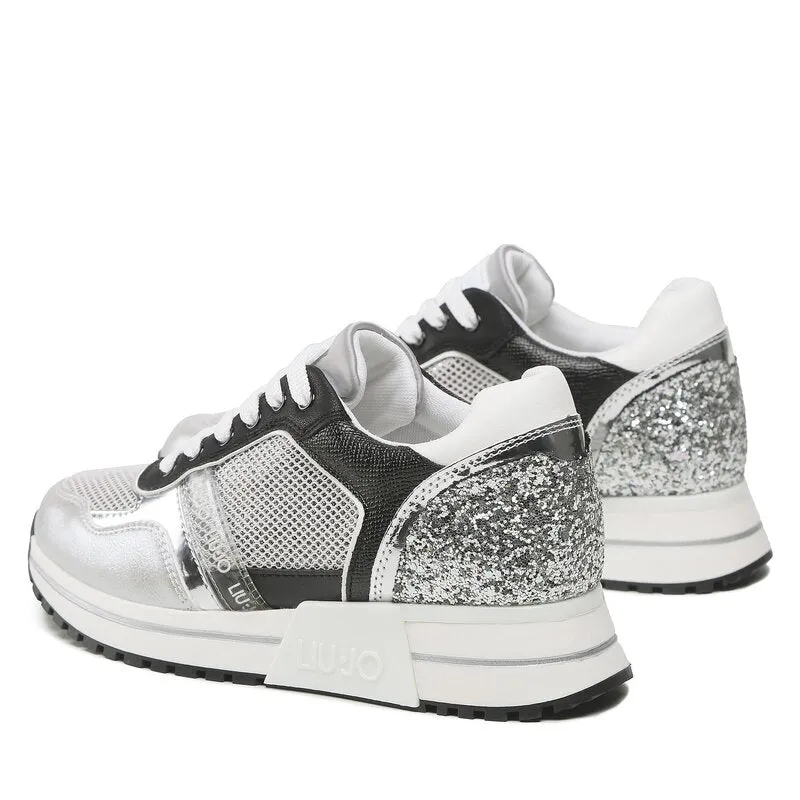 Scarpe Donna LIU JO Sneakers Platform Kiss 03 con Glitter colore Silver Black