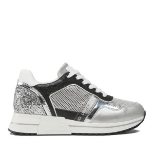 Scarpe Donna LIU JO Sneakers Platform Kiss 03 con Glitter colore Silver Black