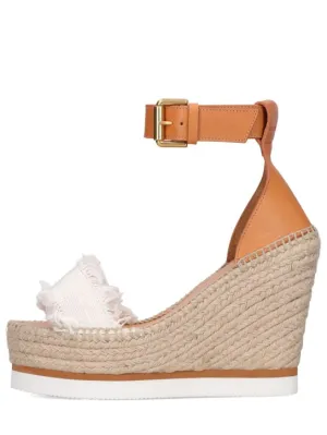 See By Chloé   120mm Glyn canvas &amp; leather wedges 