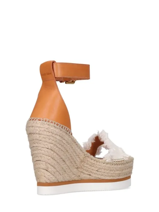 See By Chloé   120mm Glyn canvas &amp; leather wedges 